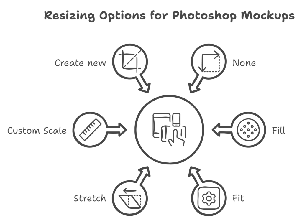 Image displaying various resizing options for images, including options for width and height adjustments, aspect ratio locks, and a preview feature to visualize changes before applying them.